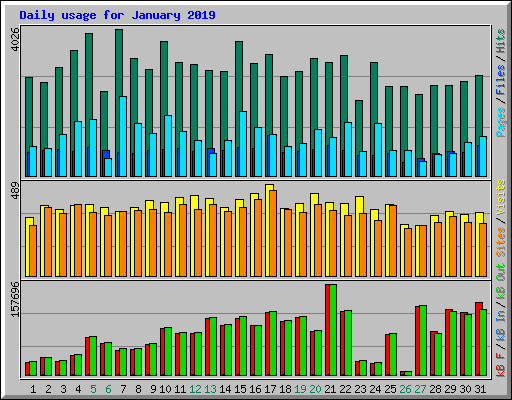 Daily usage for January 2019