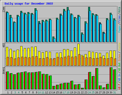 Daily usage for December 2022