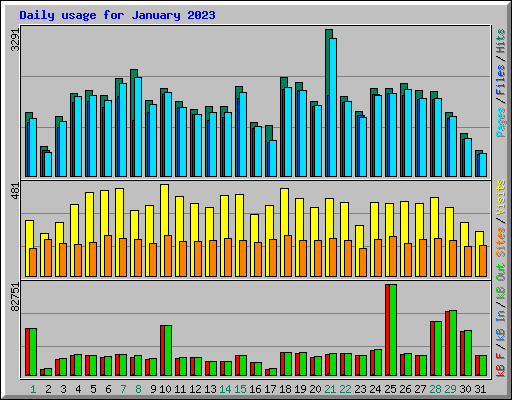Daily usage for January 2023