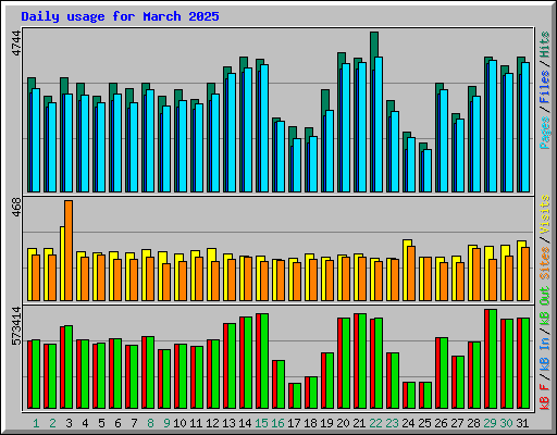 Daily usage for March 2025